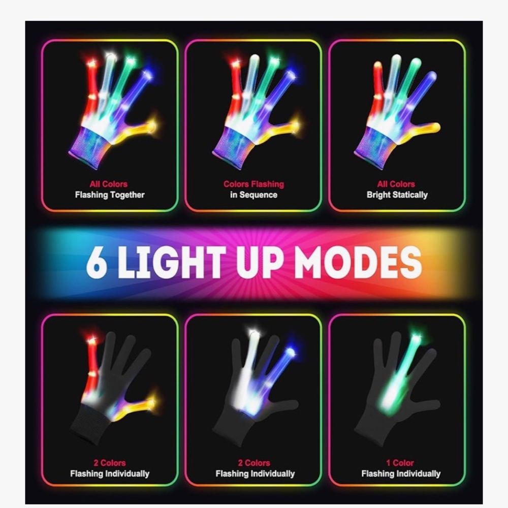 Colorful LED Light-Up Gloves - Picture 2 of 2